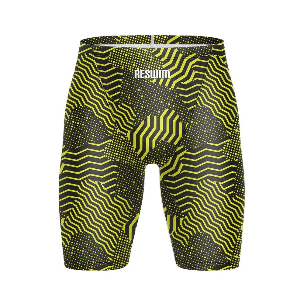 Men's Print Jammer Swimsuit Swimming Trunks Beach Tights Shorts Athletic Training Swimwear Sports Swim Rash Guards Pants