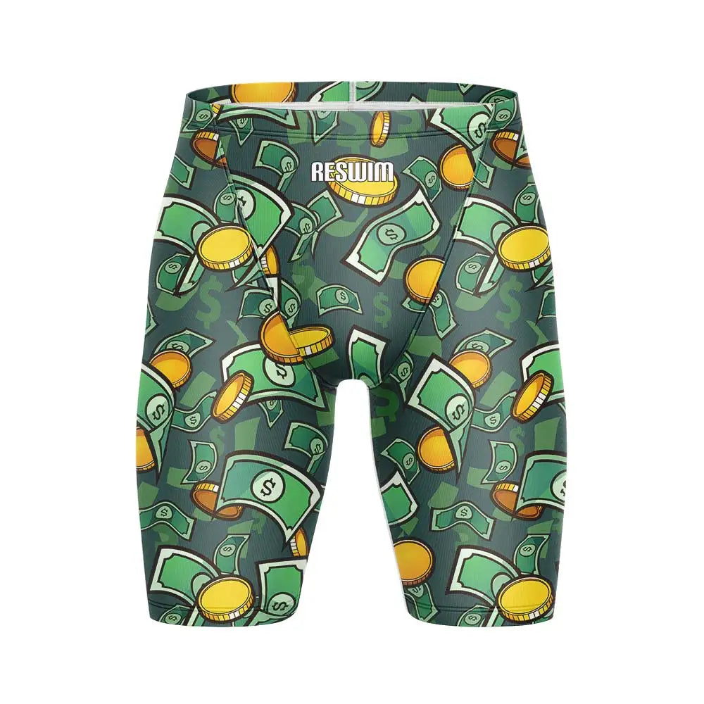 Summer Men's Swim Jammer Athletic Training Swimsuit Swimming Trunks Beach Pool Tights Shorts Quick Dry Running Surfing Pants