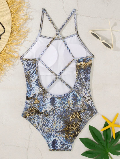 Racing swimsuit women's hot spring swimming pool print one-piece swimsuit nylon high elastic bikini