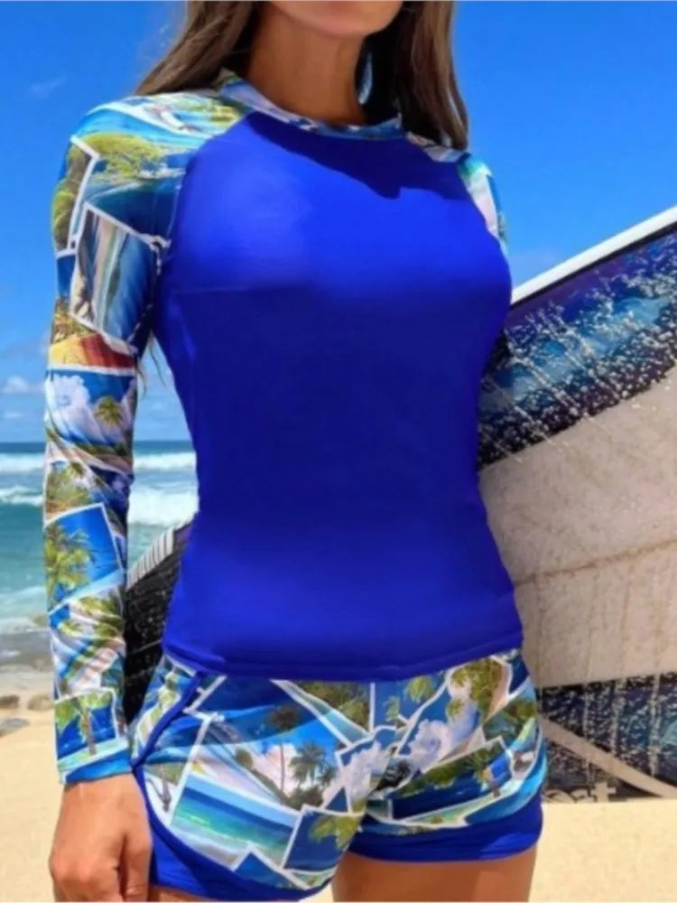 Rash Guard 2 Piece Set Swimwear Women Swimsuit Tankini Push Up Set Brazilian Bathing Suit Beachwear Two Piece Suits