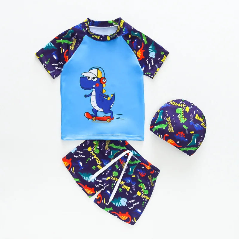 Boys Swimwear Two Pieces Swimsuits Toddler Boys Floating Suit Children Surfing Suit Kids Cartoon Beach Wear Swimming Trunks