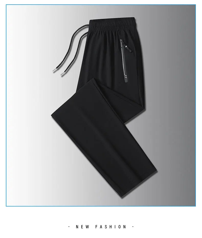 Running Pants Jogging Casual Summer Thin Elastic Sweatpants Quick Dry Ice Silk Straight Pants Sports Gym Breathable Men Trousers