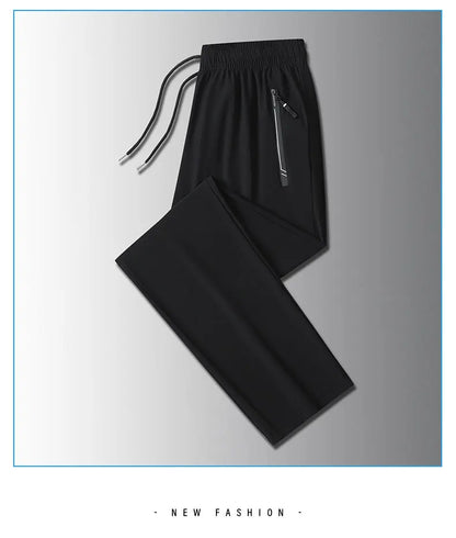 Running Pants Jogging Casual Summer Thin Elastic Sweatpants Quick Dry Ice Silk Straight Pants Sports Gym Breathable Men Trousers