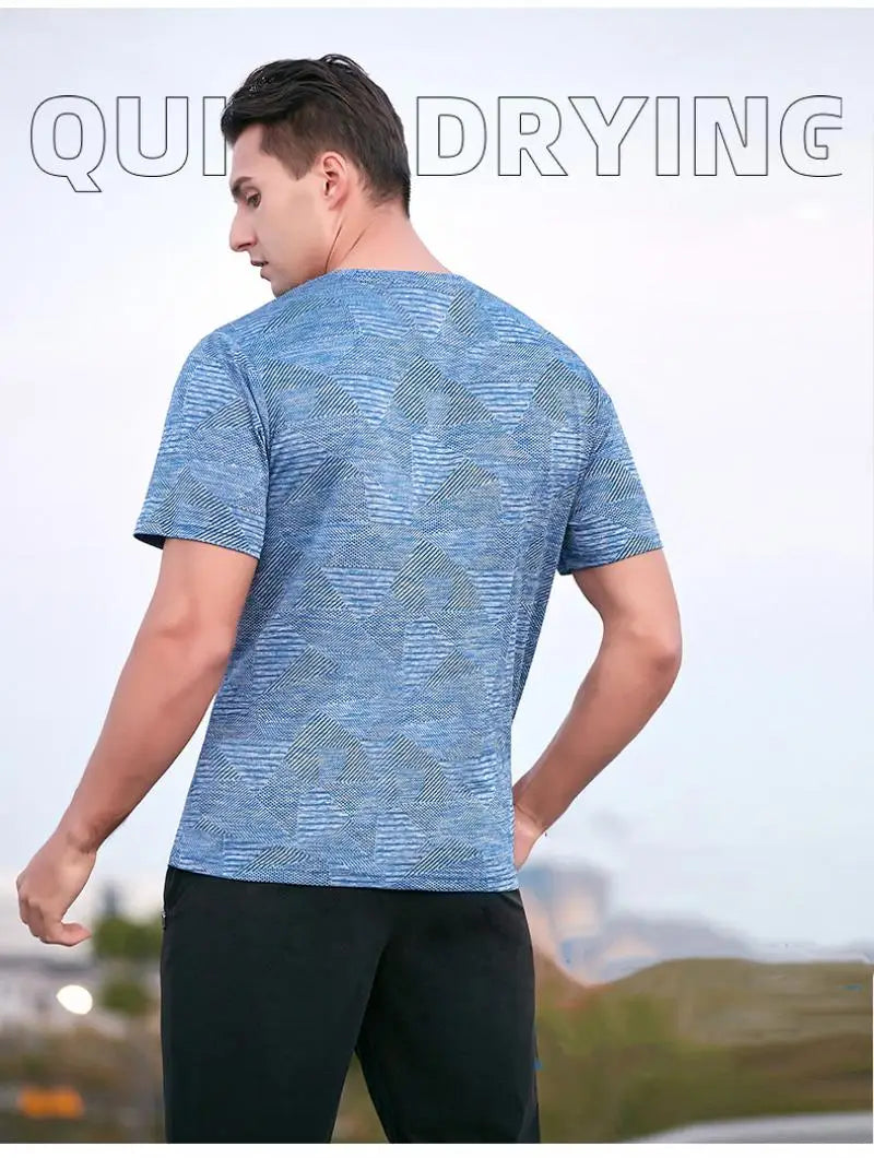 (M-5XL)Men Loose Fit Quick Dry Sport T-Shirt Running Football Basketball Gym Short Sleeve Tee Shirt Breathable Fitness Tops