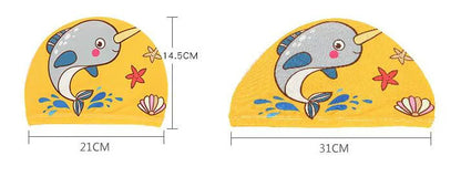 PU Coating Cartoon Children Swimming Hat for 1-7 Year Old Boys Girls Elastic Swimming Cap Shower Beach Pool Accessories