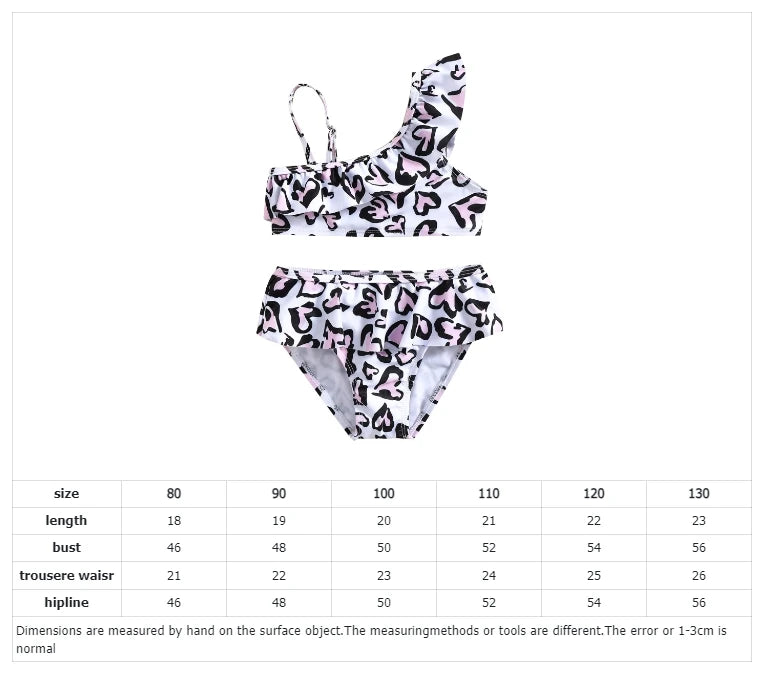 Children's Swimsuit Heart Print Girls' Swimsuit 2 Piece Split Hot Spring Beach Swimsuit