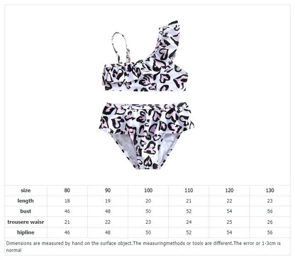 Children's Swimsuit Heart Print Girls' Swimsuit 2 Piece Split Hot Spring Beach Swimsuit