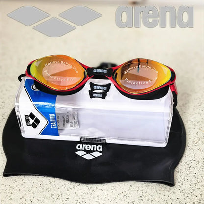 ARENA professional waterproof and anti fog high-definition adult swimming goggles silicone swim cap