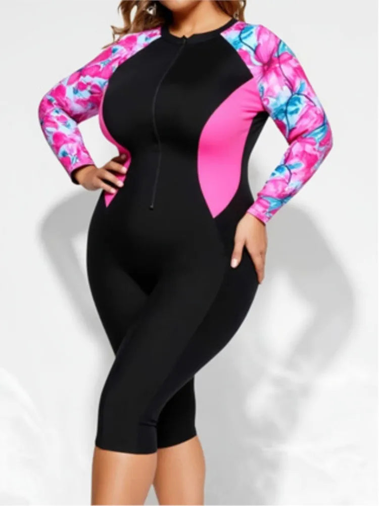 One Piece Plus Size Rash Guard Women Push Up Large Size Swimsuit Summer Mujer Big Size Tummy Control Swimwear Rash Guard