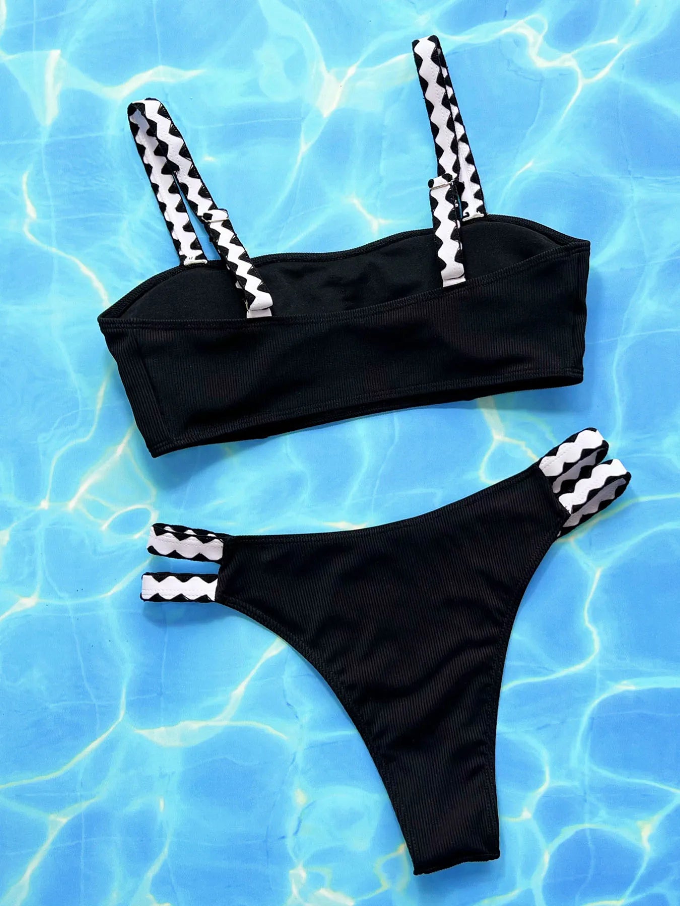 Strappy Bikinis Black Swimsuit Women Swimwear Female Solid Bathers Bathing Swimming Swim Suit Beachwear