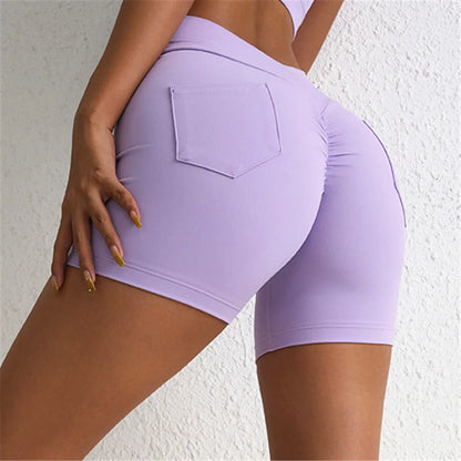 V Back Waist Scrunch Yoga Pant Women Sport Legging Gym Squat Proof Fitness Pant Hip Lift Workout Shorts Tights Active Wear