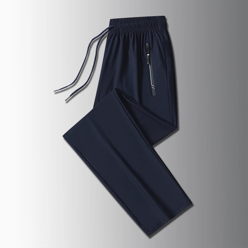 Running Pants Jogging Casual Summer Thin Elastic Sweatpants Quick Dry Ice Silk Straight Pants Sports Gym Breathable Men Trousers
