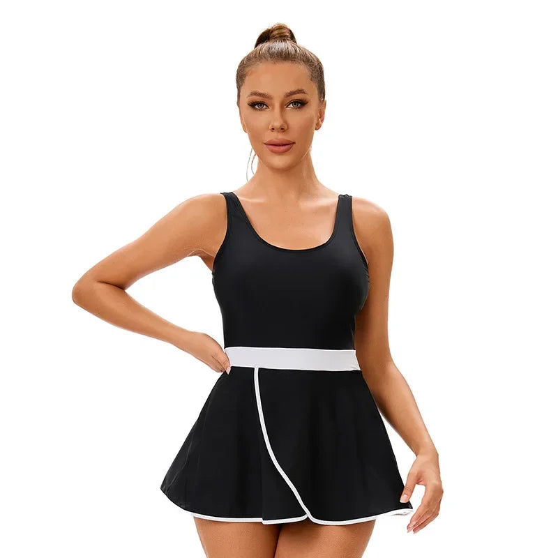 Swimwear Women's Solid Block Color Two Pieces Swimsuit Backless Skirted Beachwear for Beach Vacation Sport Wear