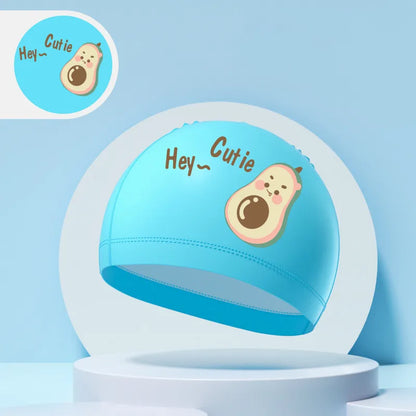 Children's Swimming Caps Boys Girls Kids Cartoon Swim Hat High Elastic Ear Protection PU Waterproof Swimming Cap