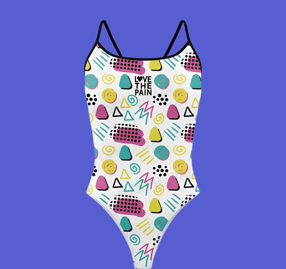 Love The Pain Spaghetti Straps Women Swimwear Bikini Racer Back Swimsuit One Piece Comfortable Suit Printing Functional Swimwear