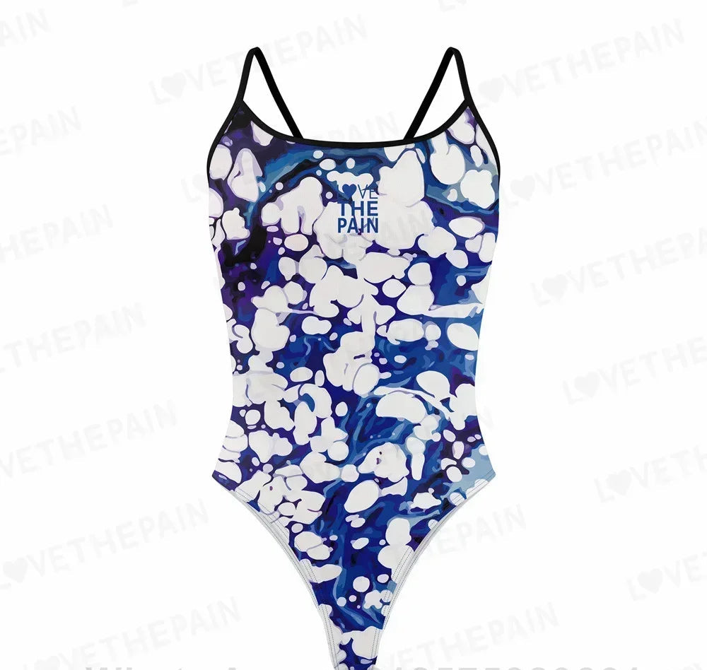 Love The Pain  Marble Design One Piece Swimsuit Women Swimwear Monokini Summer Beach Bathing Suit Race Printing Swimsuit