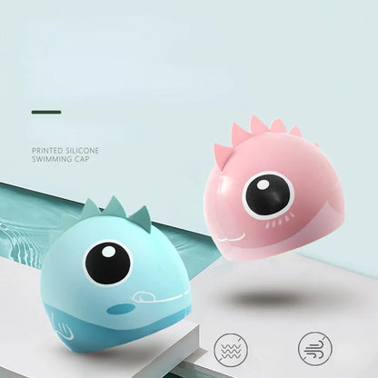 Cartoon Cute Fish Shark Silicone Swimming Cap for Children Protect Ears Swim Hat for Boys Girls Kids Swimming Pool Accessories