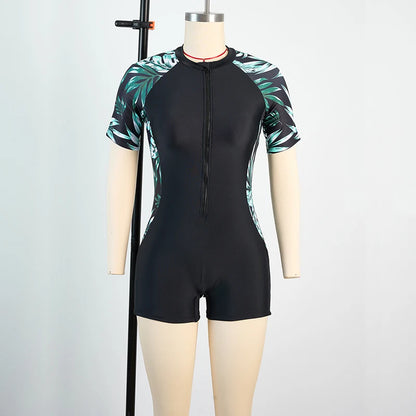 Women Swimsuits One Piece Sports Beach Bathing Suits with Zipper Woman Monokini Lady Bodysuits Sunscreen Surfing Swimwear