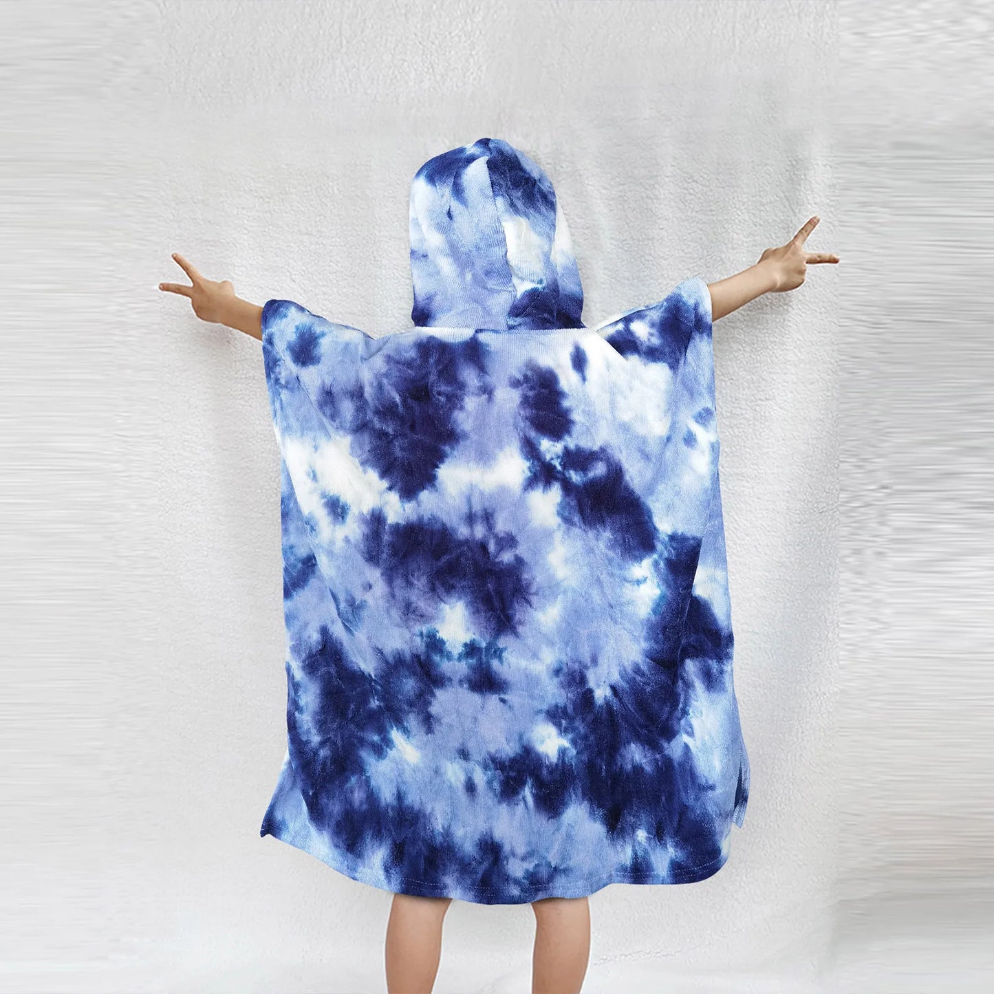 Tie-dye Quick-drying Hooded Bath Towel Beach Vacations Swimming Traveling Surfing Poncho for Adult Teenager Children bathrobe