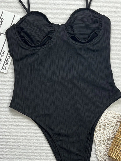 Hollow Push Up Swimwear Women Strapped Backless One Piece Swimsuit Monokini Brazilian Beach Bathing Suit