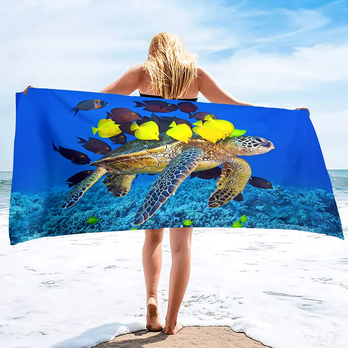 Adults Oversized Beach Towels Sand Free Sea Turtle Beach Towels Quick Dry Large Bath Towels Microfiber Lightweight Travel Towel