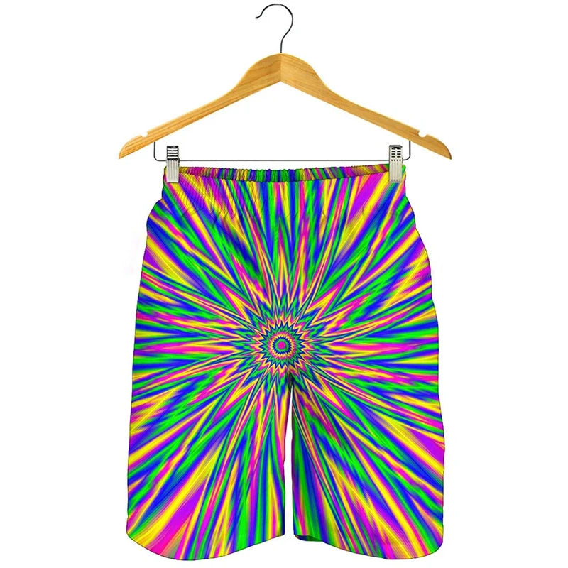 Novelty 3D Mens Rainbow Shorts Men Women Fashion Graffiti Print SwimTrunks Kids Oversized Casual Hawaii Holiday Beach Shorts
