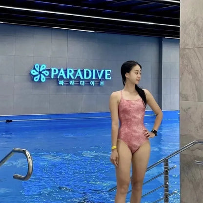 Bathers Swim Swimsuit Women Racing Professional One-piece Triangle Pink Girls Backless Cross Swimming Pool Special Swimsuit