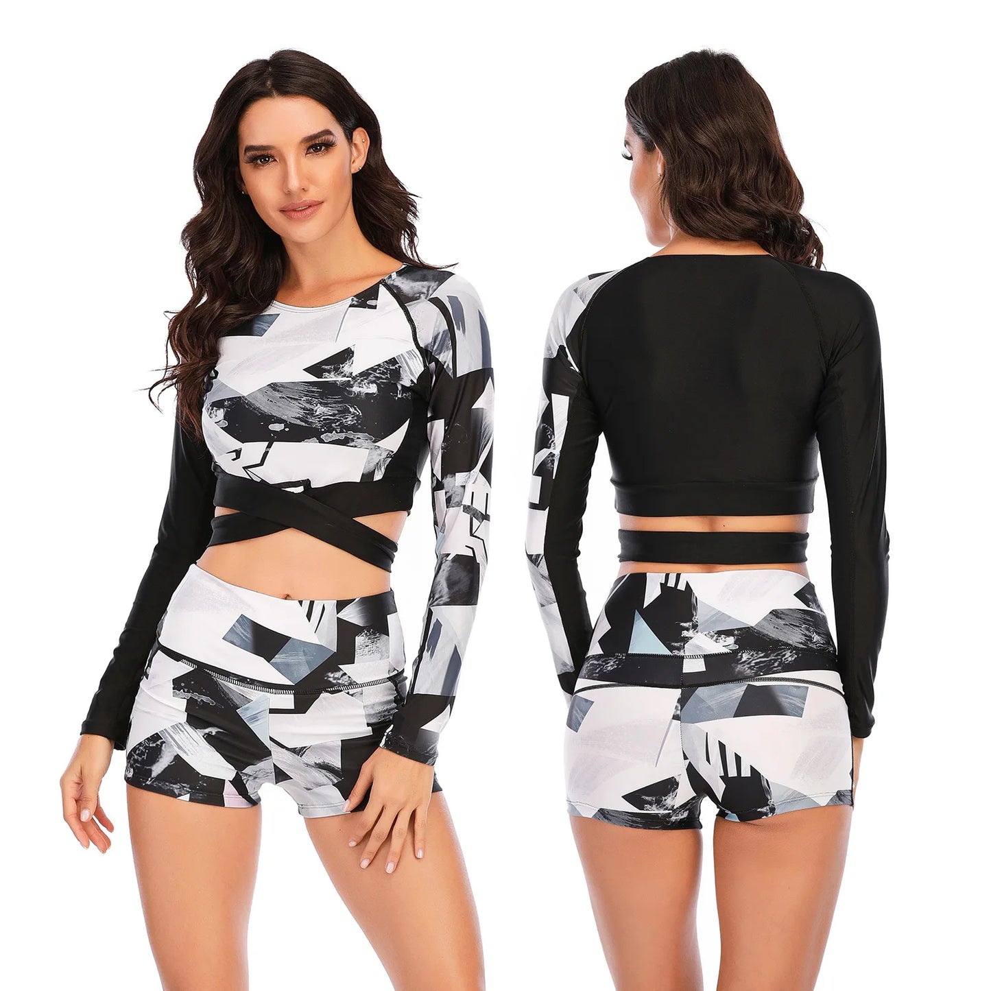 Womens Zip Front High Cut High Waist Bikini Set Racerback Sport Two Piece Swimsuits Bathing Suit Tummy Control Swimwear
