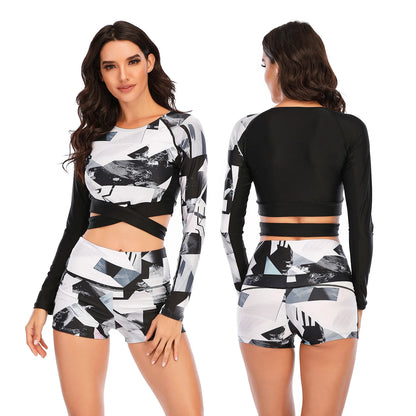 Womens Zip Front High Cut High Waist Bikini Set Racerback Sport Two Piece Swimsuits Bathing Suit Tummy Control Swimwear