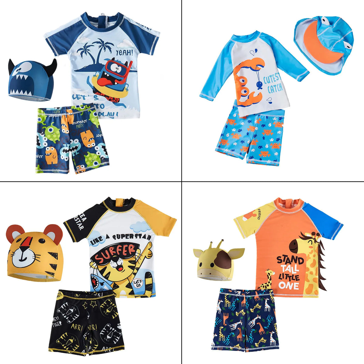 Boys' Character Rash Guard Set with Shorts & Hat