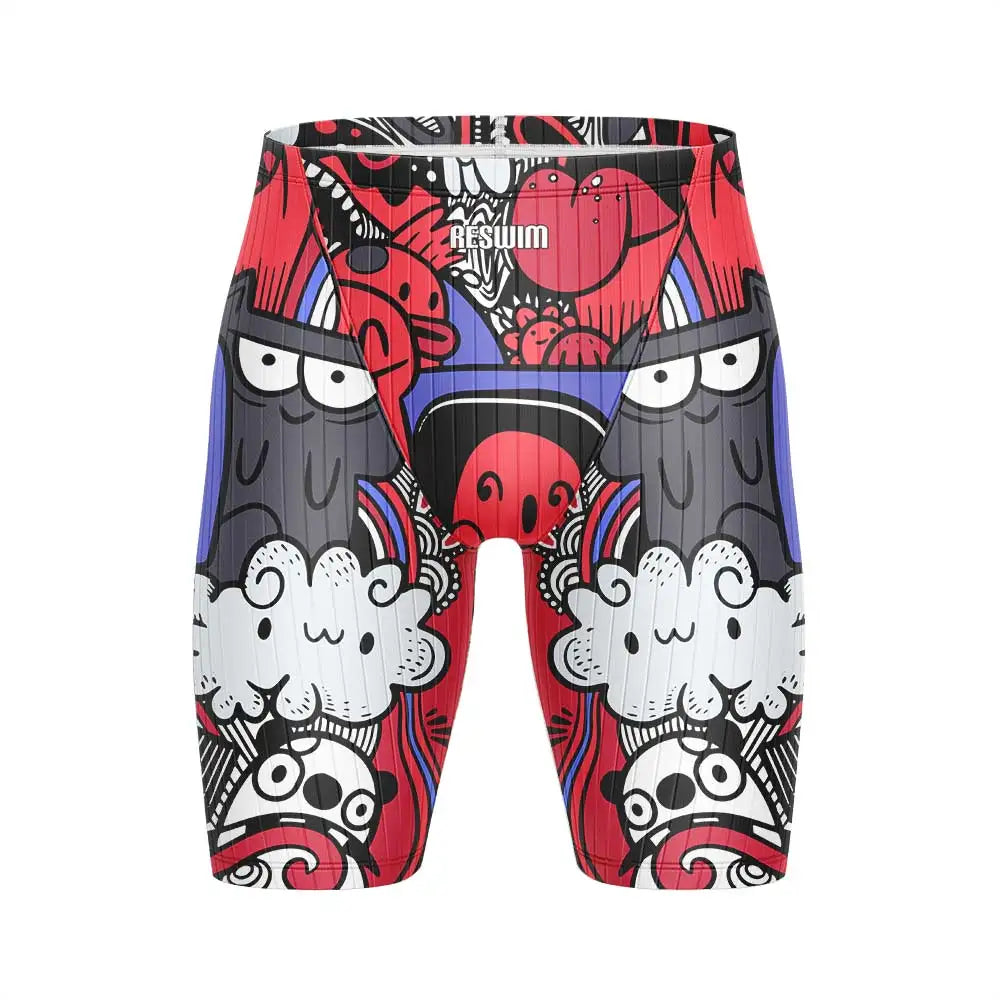 Men's Swim Jammer Swimsuit Swimming Trunks Beach Tights Shorts Athletic Training Swimwear Pool Suit Running Surfing Pants