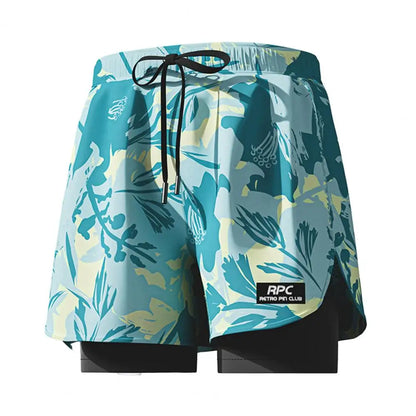 Men Summer Swimming Trucks Elastic Waist Drawstring Printing Swimming Shorts with Supportive Compression Liner Pockets Printing Swimming TrucksL-4XL