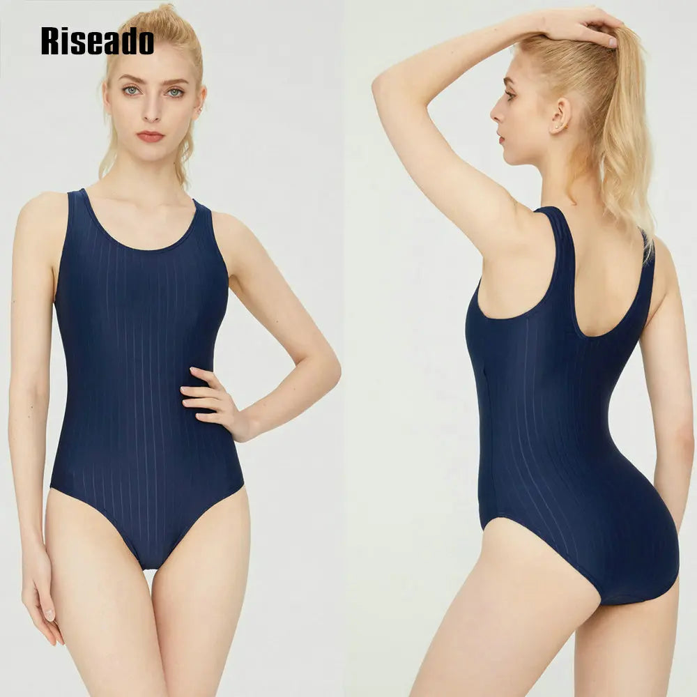 Swim Athletic One Piece Swimsuit Wide Strap Comfort Fit Solid Adult Quick Dry and Chlorine Resistant
