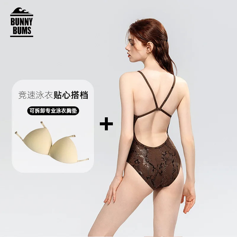 Women's One-Piece Swimsuit Professional Sports Competitive Swimming Hot Spring Bathing Triangle Quick-Dry Chlorine-Resistant