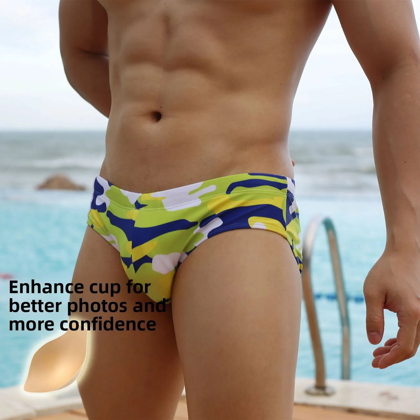 Men's Camouflage Swimming Shorts Tight Fit Diving Surfing Beach Shorts Breathable U-Enhanced Swimwear