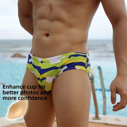 Men's Camouflage Swimming Shorts Tight Fit Diving Surfing Beach Shorts Breathable U-Enhanced Swimwear