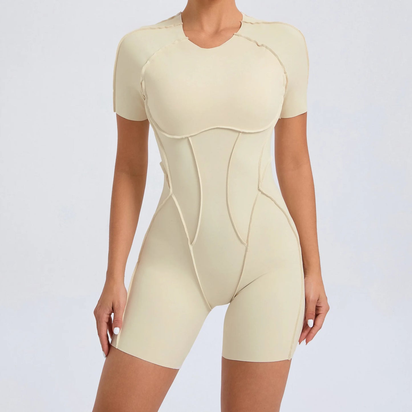Women's One-piece chest pad Yoga Jumpsuit leggings Short sleeve Backless Slim Fit Sports Outfit High elasticity soft comfort