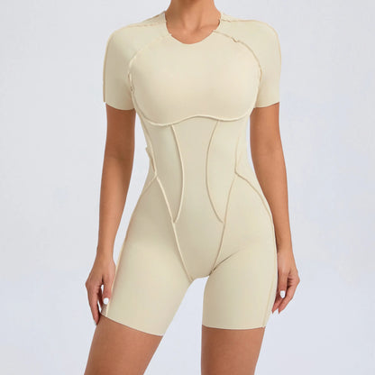 Women's One-piece chest pad Yoga Jumpsuit leggings Short sleeve Backless Slim Fit Sports Outfit High elasticity soft comfort