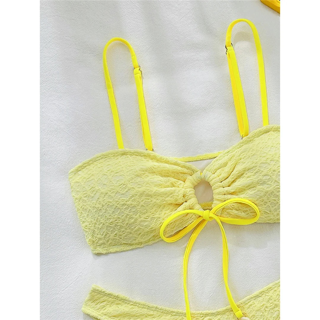 XS - L Wrinkled Brazilian Cut Out Bikini Women Swimwear Female Swimsuit Two-pieces Bikini set Bather Bathing Suit Swim