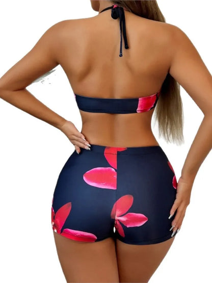 Bikini Bodysuit Swimwear Women With Kimono Bathing Suit Summer Splice Print Beachwear Holiday Bikini Cover Ups Outfits