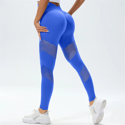 SVEIC Seamless Yoga Pants Hollow Leggings Fitness Women Workout Sportswear High Waist Leggings Push Up Tights Women Gym Clothing