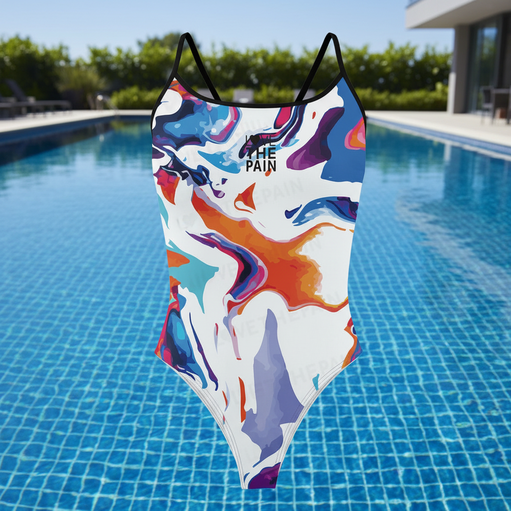 Love The Pain Ladies Thin Straps Swimsuit One-piece Triangle Athletic Sports Quick-drying Functional Training Swimsuit Women Bathers Pool Squad