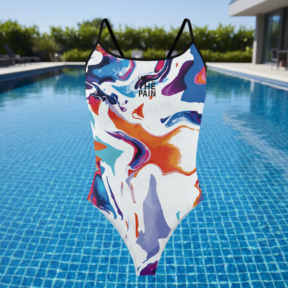 Love The Pain Ladies Thin Straps Swimsuit One-piece Triangle Athletic Sports Quick-drying Functional Training Swimsuit Women Bathers Pool Squad