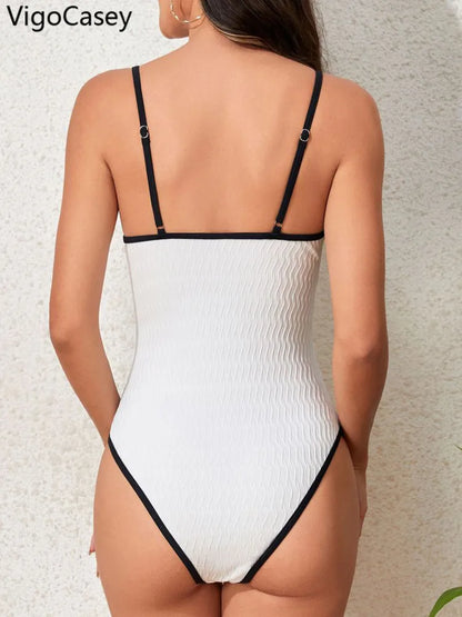 Solid Strapped Swimwear Women Push Up One Piece Swimsuit Monokini Backless High Cut Summer Bathing Suit