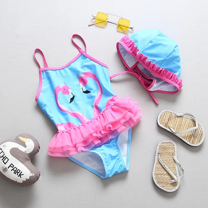Baby Swimsuit UPF50 UV Protection Kids Swimwear for Girls Long Sleeve Bathing Suit Toddler One-Piece Cartoon Infant Beachwear