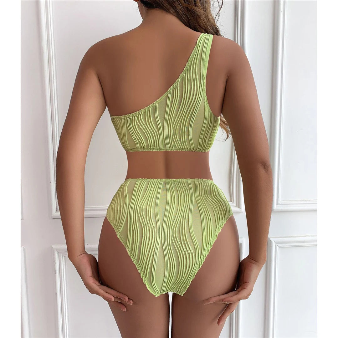 Asymmetric Cut Out Wrinkled One Piece Swimsuit Women Swimwear Female One Shoulder Padded Bather Bathing Suit Swim Lady