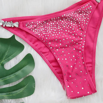 Bikini Women Rhinestones Swimwear Swimsuit Halter Bikinis Set Bathing Suit Beach Bikini Bathers