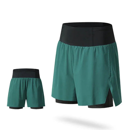 (S-2XL)Men Trail Running Shorts Double Layer Around Pocket Quick Dry Lightweight Marathon Racing Fitness Training Sport Shorts