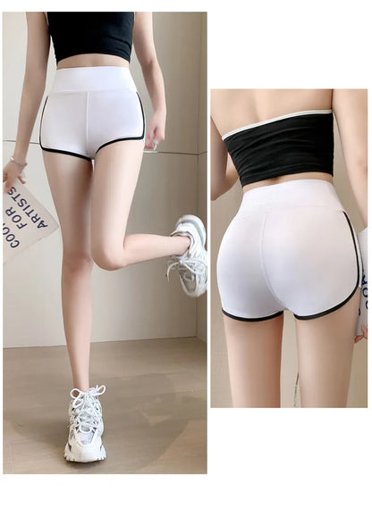Running Sports Shorts Women Thin White Edge Joggings Shark Mini Shorts Yoga Ice Silk Casual Safety Shorts
