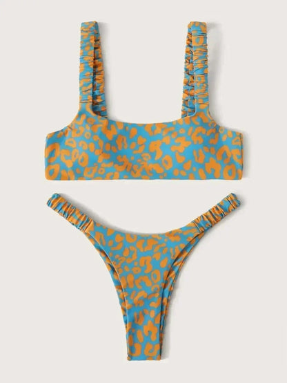 micro bikini women orange leopard print push up padded thong swimsuit female cut out bathing suit swimwear biquini